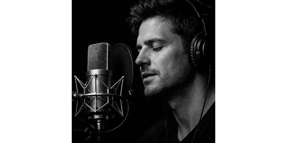 Adult beginner singer learning pitch control and vocal extension with tutor