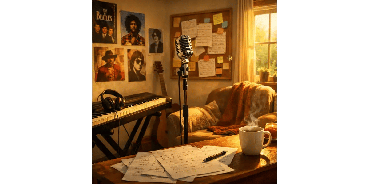 Teens practicing group vocal harmonies inside a sunlit music coaching space