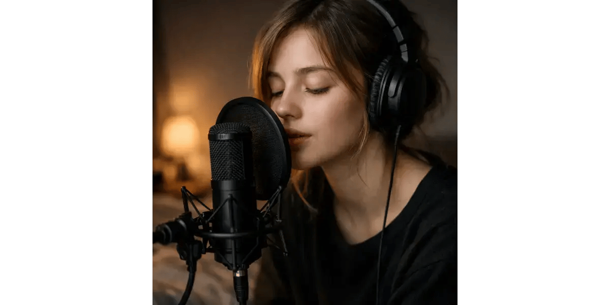 Teen practicing whisper singing technique with soft breathy tone