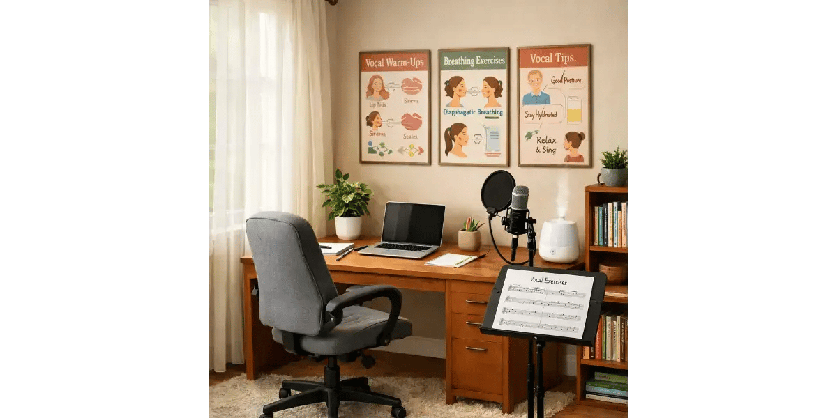 Charming home music nook with acoustic ukulele