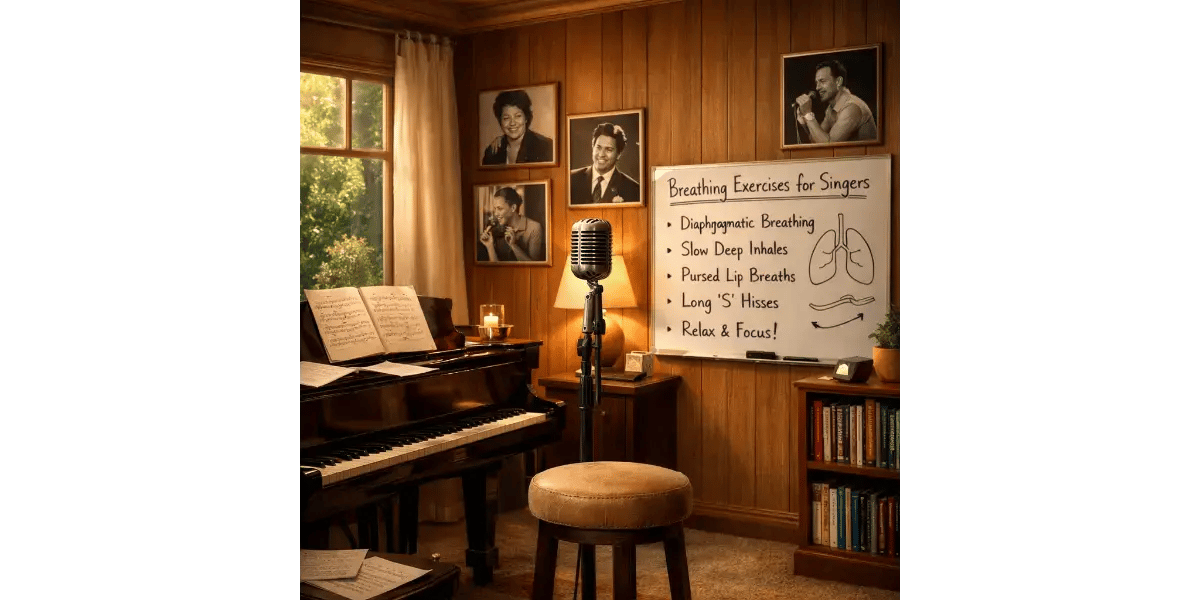Vocal student taking notes and analyzing sheet music during a live voice lesson