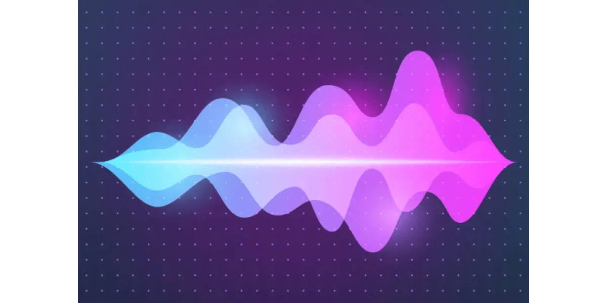 Abstract digital visualization of a vocal soundwave and frequency spectrum in magenta and cyan, illustrating vocal resonance for a blog post.