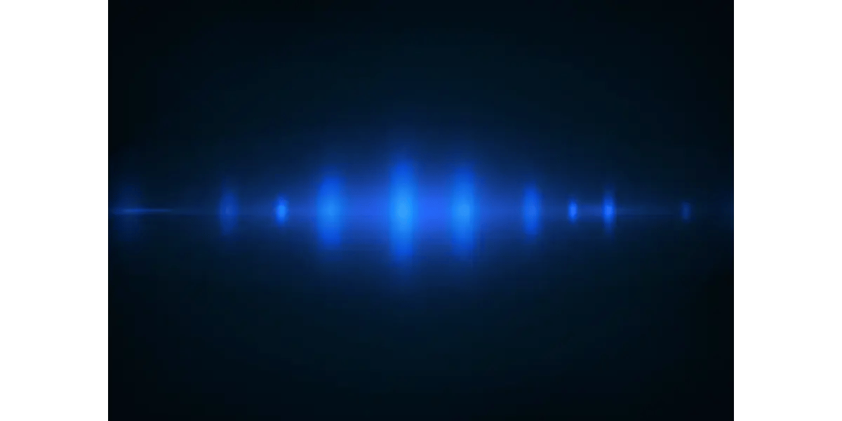 A glowing blue soundwave representing low vocal frequencies and singing lower notes.