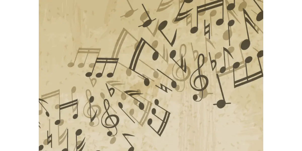 Sheet music notes on a vintage background representing vocal training and singing.
