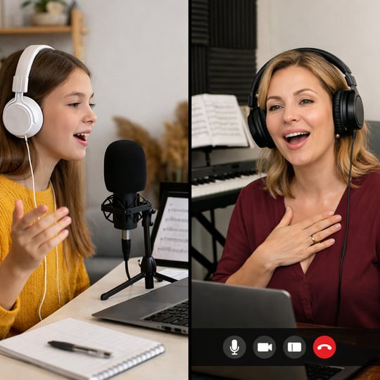 A student and teacher Voice Lessons online