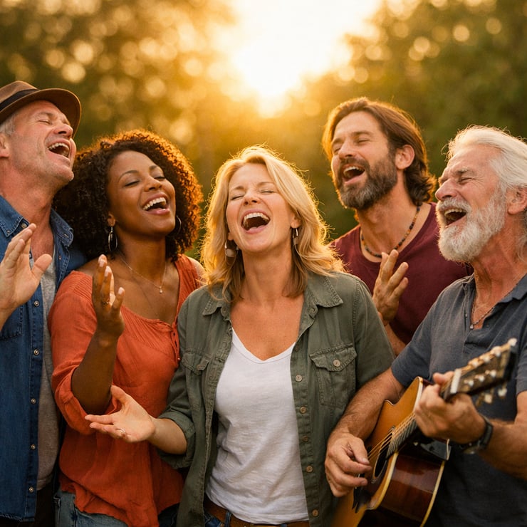 Adults singing freely