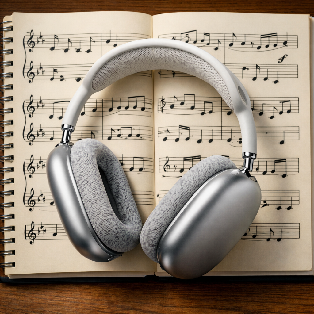 Apple Airpod Max Notebook Musical Notes Background-1