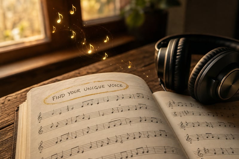 Circling Song Title in Cream Notebook at Sunset