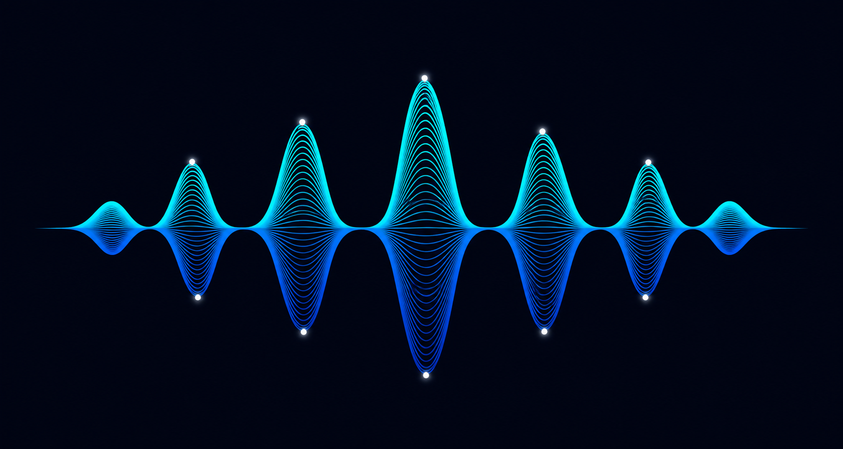 Cyan Sound Wave Transforms Across Dark Background