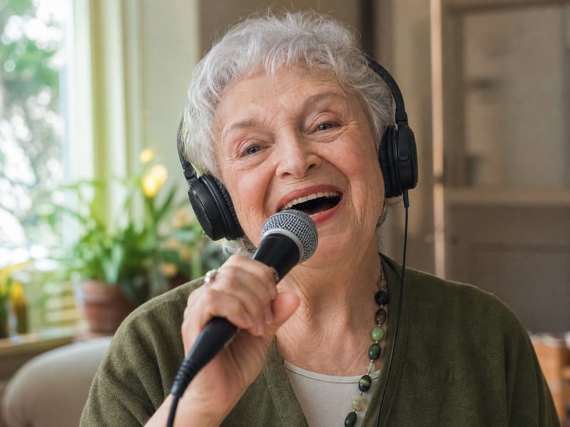 Senior Singer in Warm Home Setting
