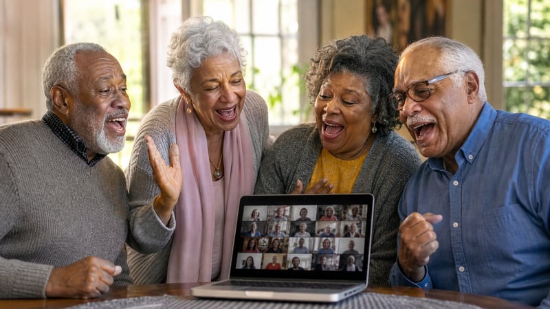 Seniors Sharing Music in Community Room