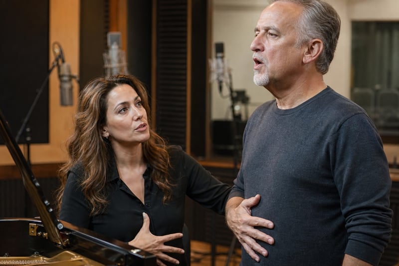 Vocal Coach Demonstrating Breath Support Technique