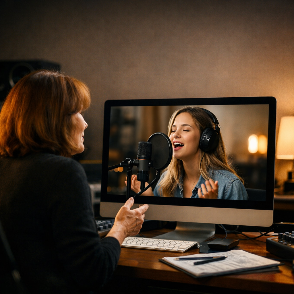 Voice Teacher with Student Online at Cosmic Sky