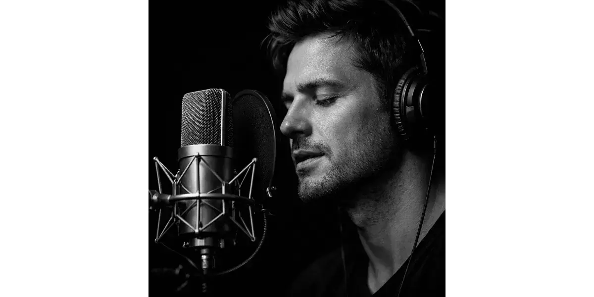 Adult beginner singer learning pitch control and vocal extension with tutor