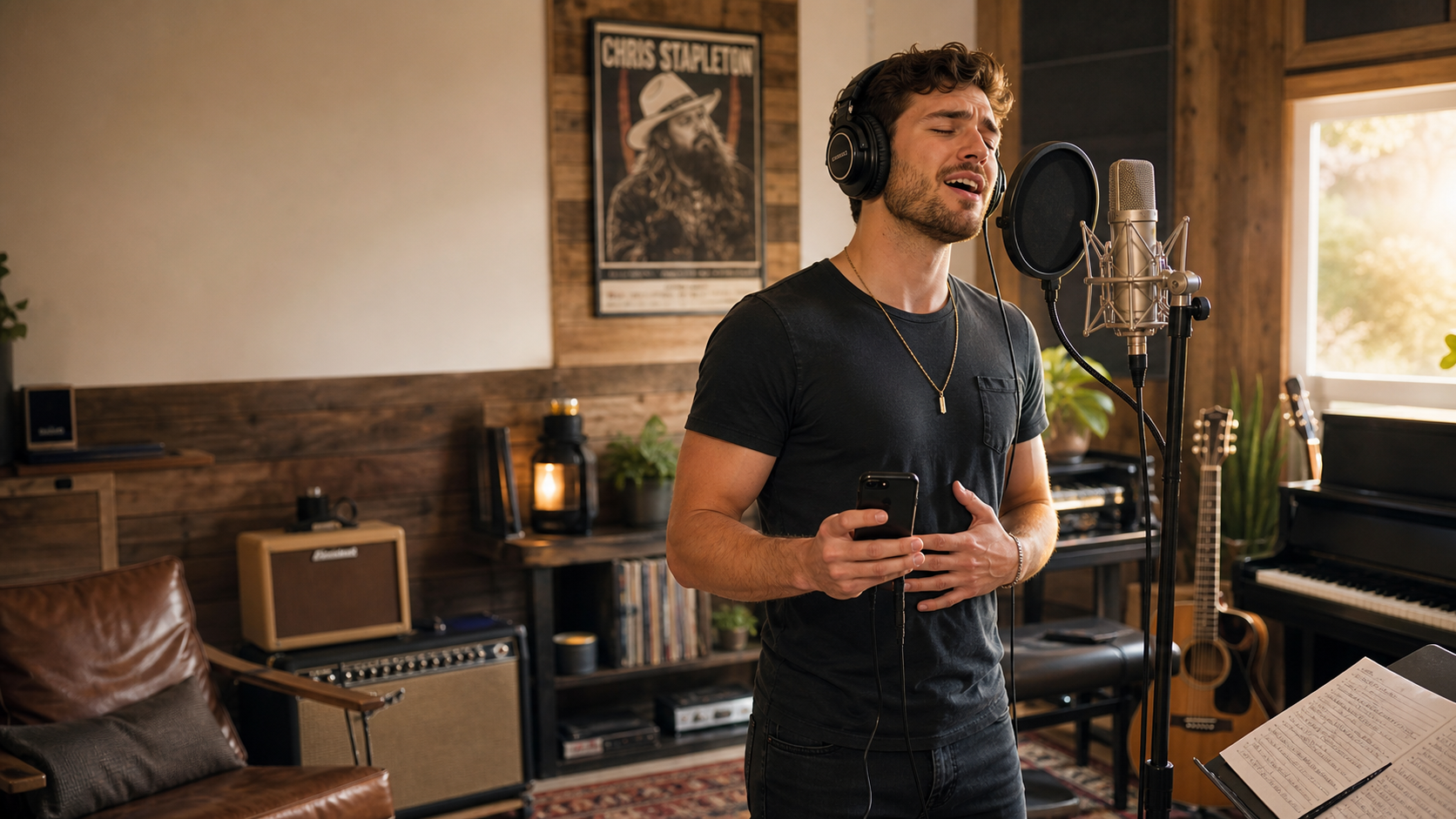 Male singer practicing Chris Stapleton vocal style