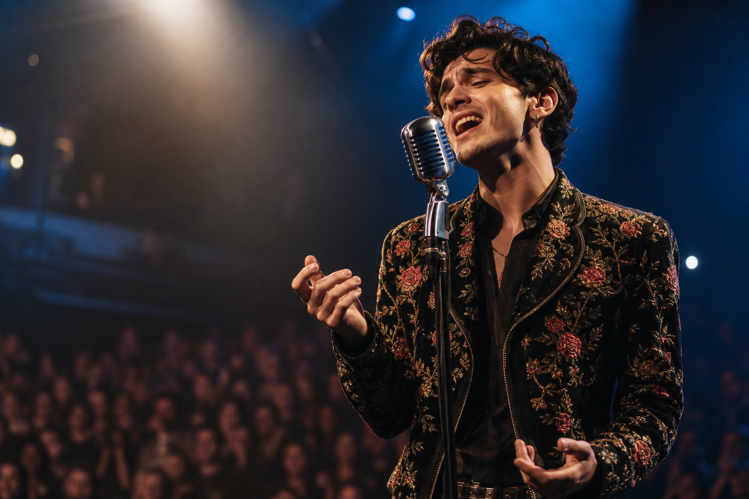 Male singer practicing Harry Styles vocal style