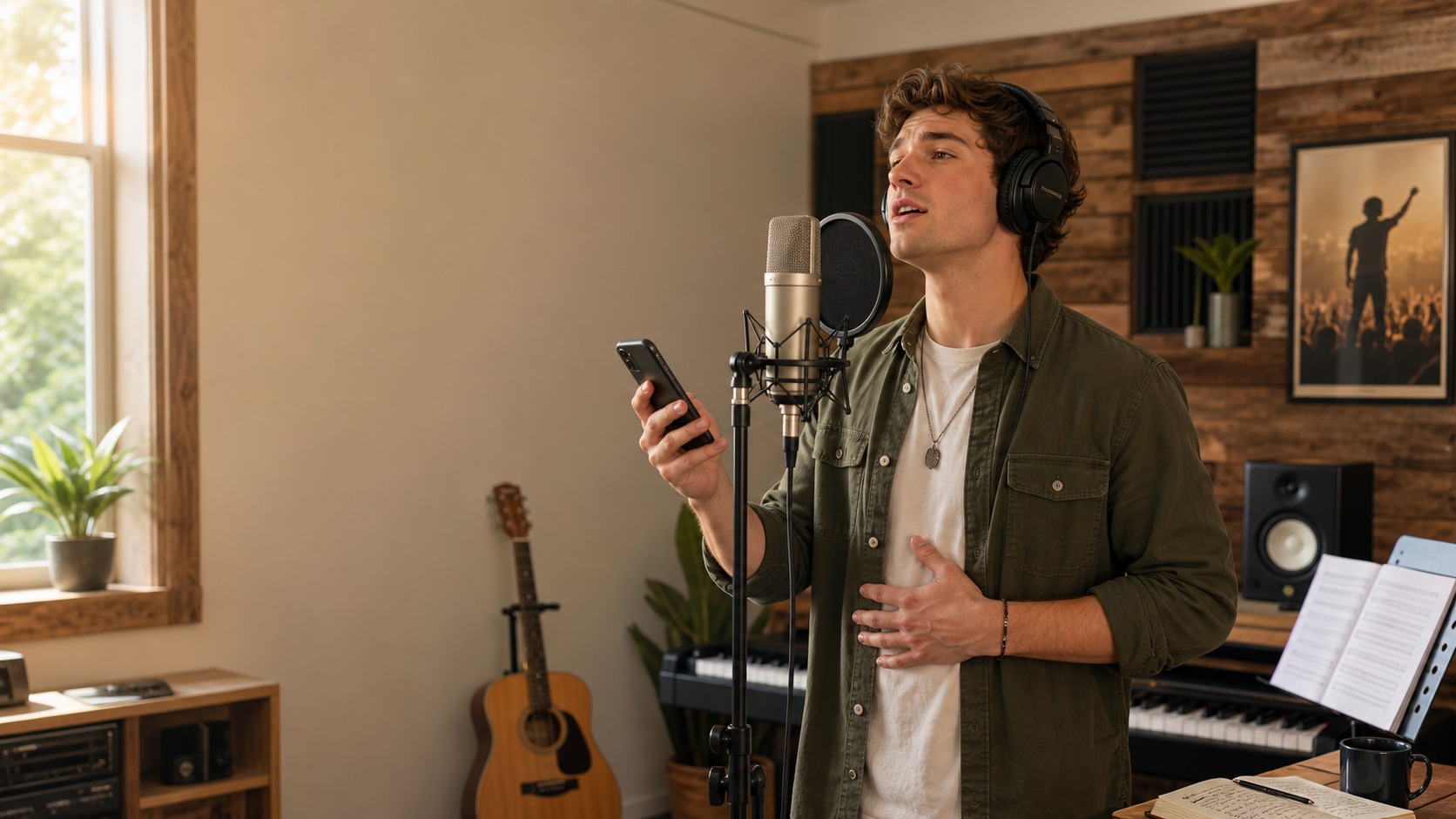 Male singer practicing Morgan Wallen vocal style
