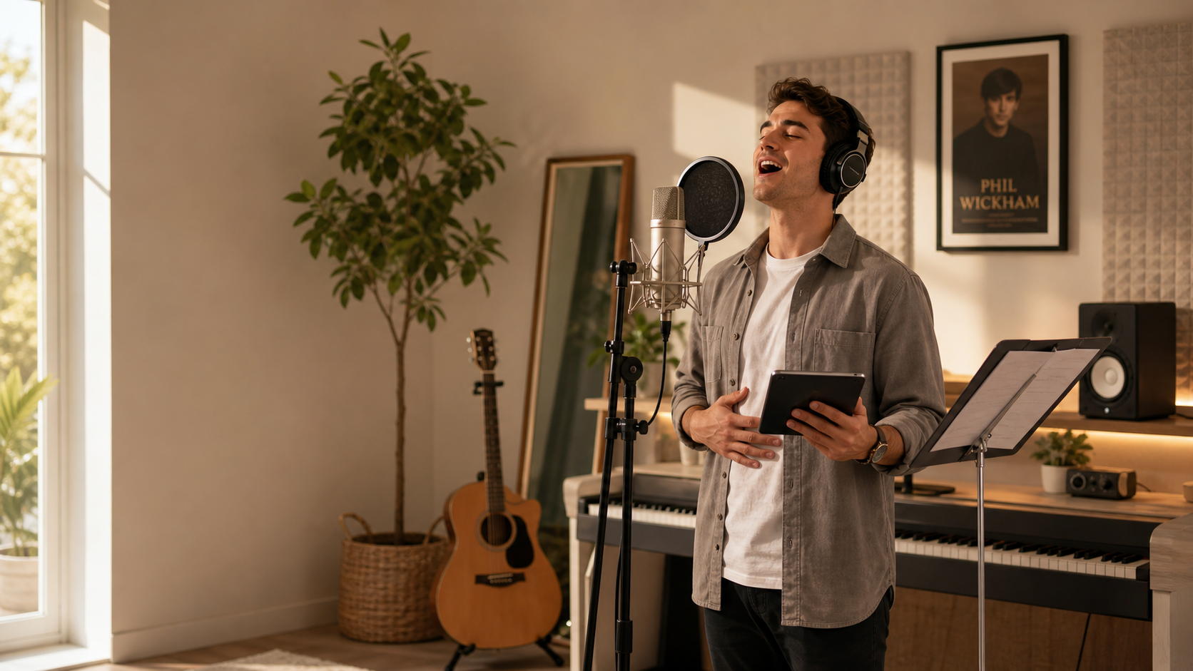 Male singer practicing Phil Wickham vocal style